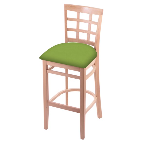 25" Counter Stool, Natural Finish, Canter Kiwi Green Seat